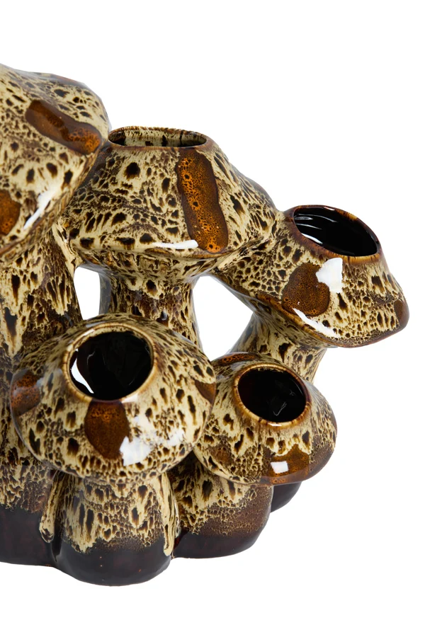 Vase deco 31,5x20,5x27,5 cm MUSHROOM ceramics d brown+cream