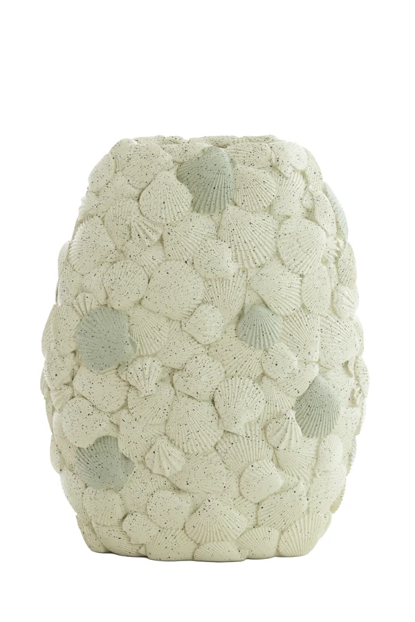 Vase deco 31,5x19,5x40 cm SHELL cream+taupe