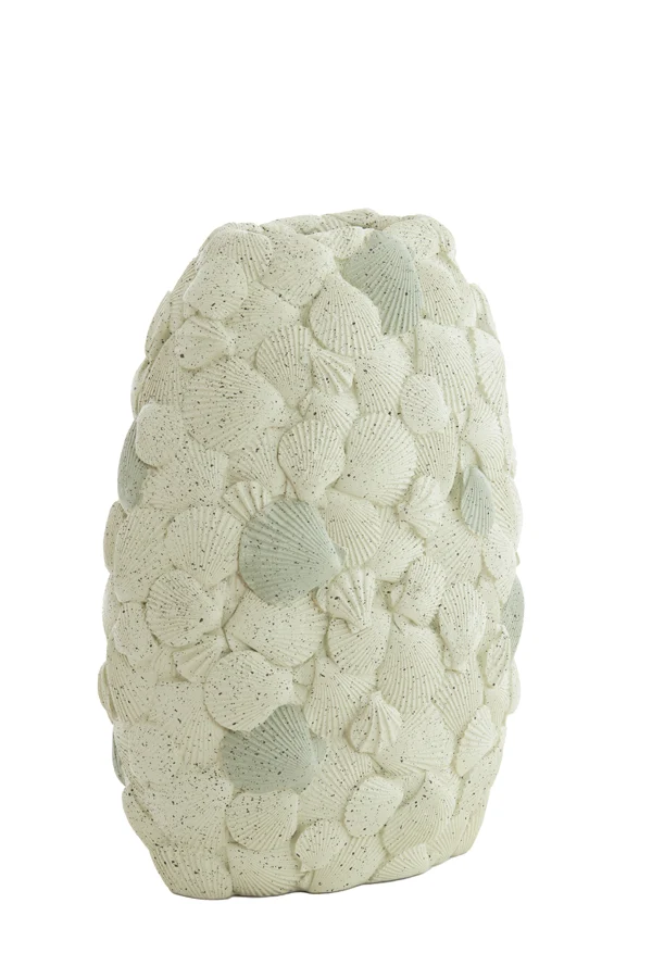 Vase deco 31,5x19,5x40 cm SHELL cream+taupe