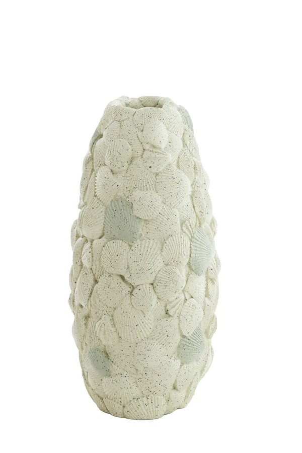 Vase deco 31,5x19,5x40 cm SHELL cream+taupe
