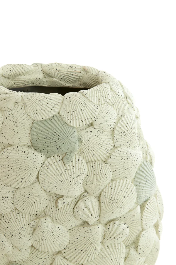 Vase deco 31,5x19,5x40 cm SHELL cream+taupe