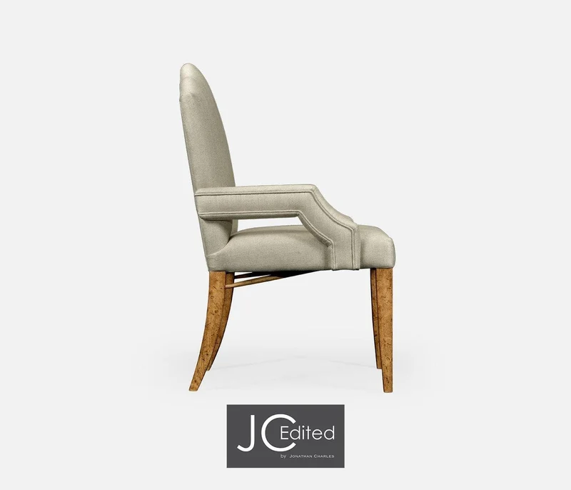 High Back Dining Armchair with Chestnut Leg - MAZO