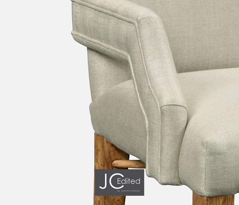 High Back Dining Armchair with Chestnut Leg - MAZO
