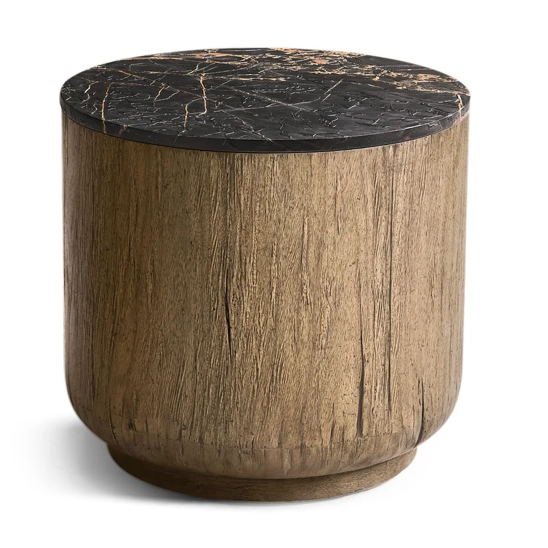 Stone Ridge Marble Round Side Table Light