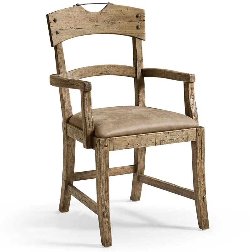 Stone Ridge Leather Dining Arm Chair Light