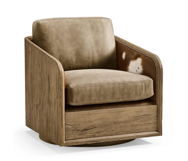 Stone Ridge Leather & Hide Swivel Occasional Chair Light