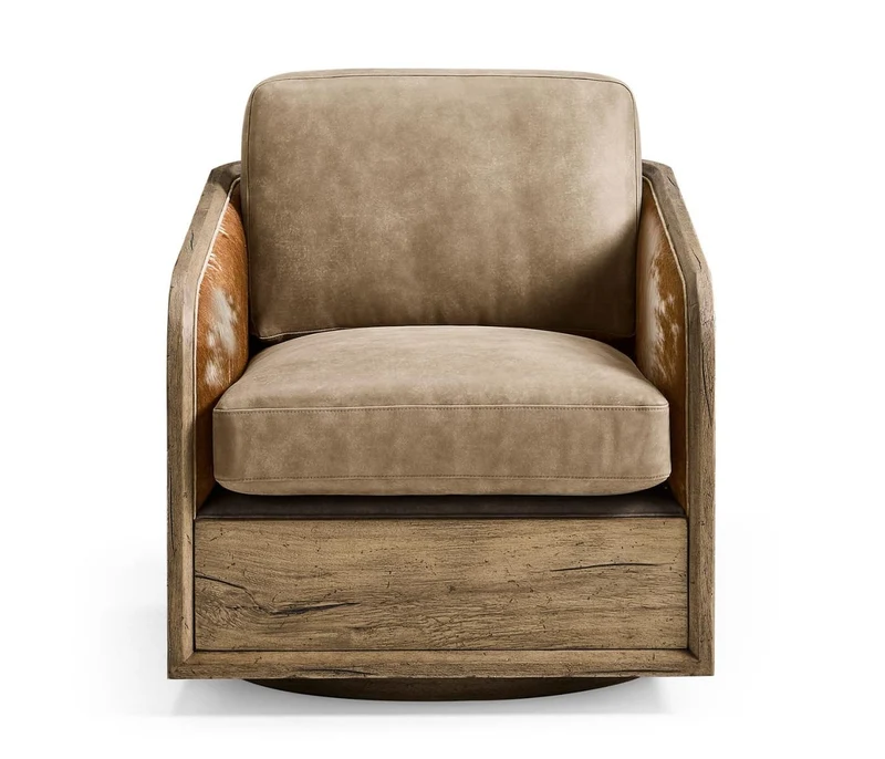 Stone Ridge Leather & Hide Swivel Occasional Chair Light