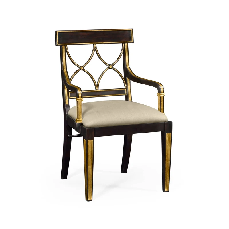 Regency Black Painted Curved Back Arm Chair