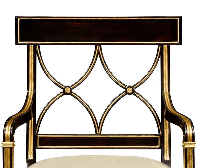 Regency Black Painted Curved Back Arm Chair