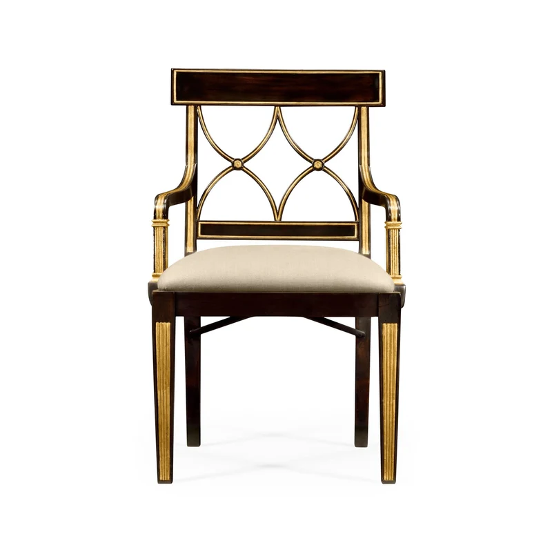 Regency Black Painted Curved Back Arm Chair