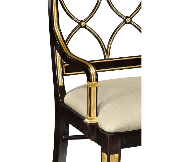 Regency Black Painted Curved Back Arm Chair