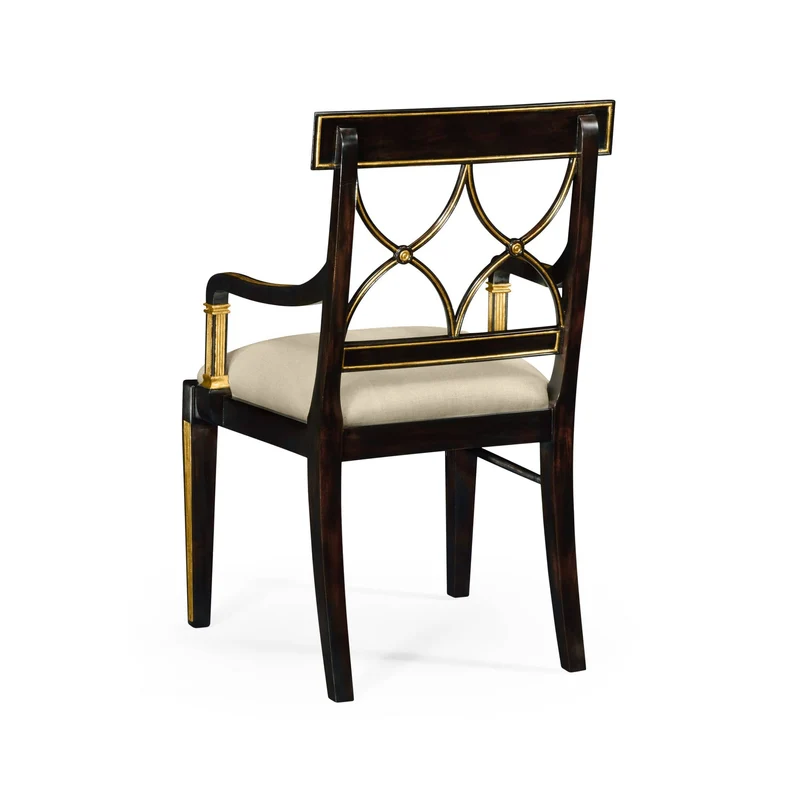 Regency Black Painted Curved Back Arm Chair