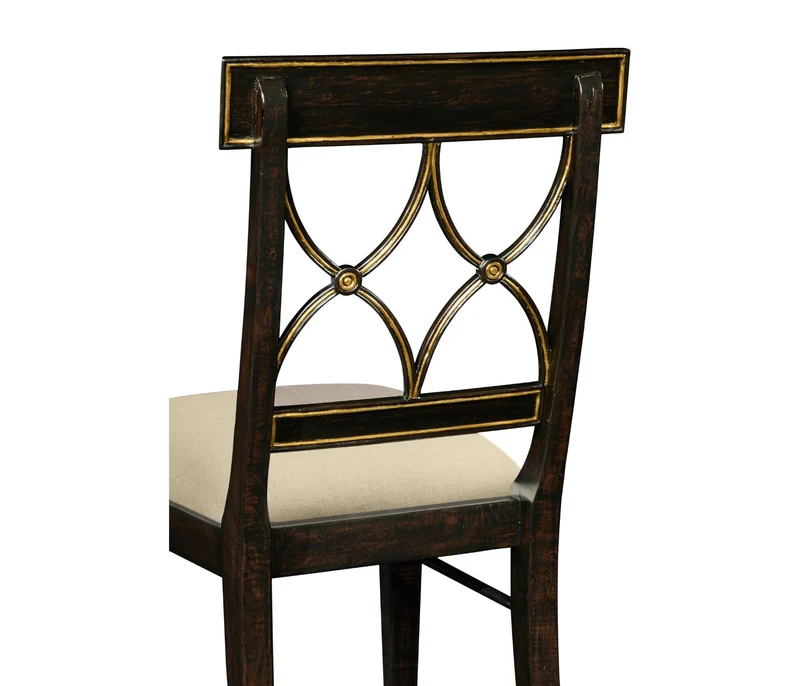 Regency Black Painted Curved Back Arm Chair