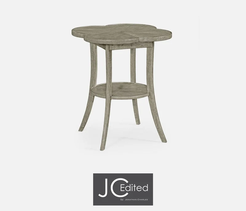 Quatrefoil Lamp Table Rustic in Rustic Grey