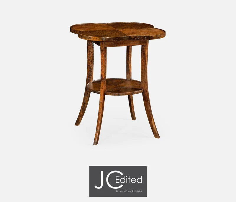 Quatrefoil Lamp Table Rustic in Country Walnut