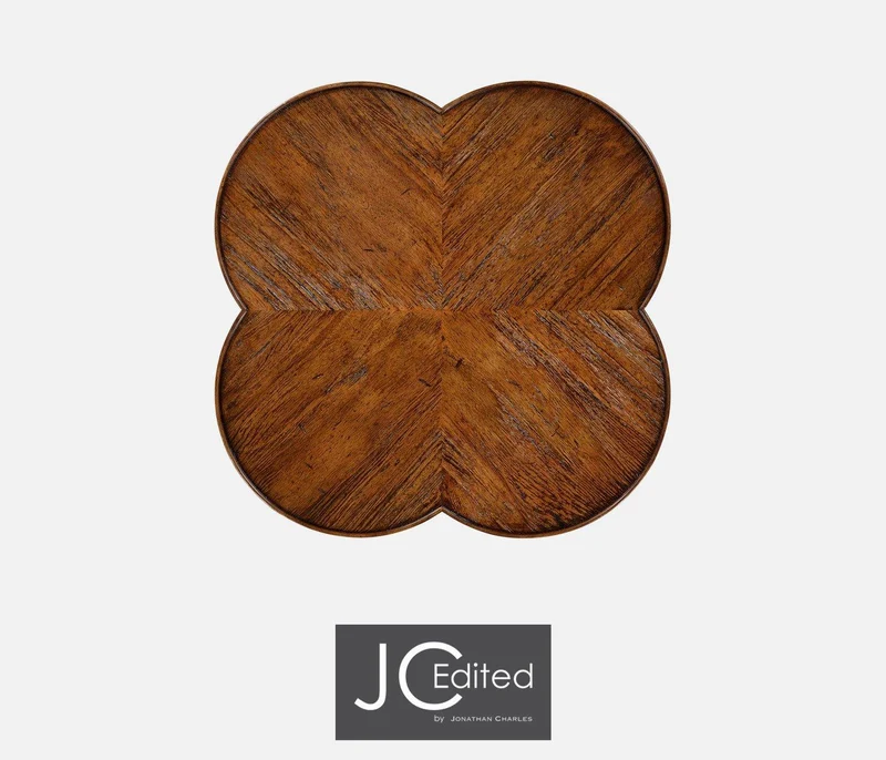 Quatrefoil Lamp Table Rustic in Country Walnut
