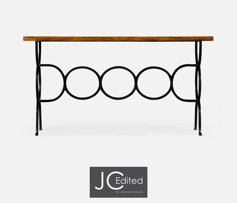 Console Table Rustic Circles in Country Walnut