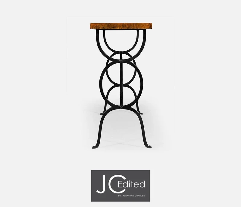 Console Table Rustic Circles in Country Walnut