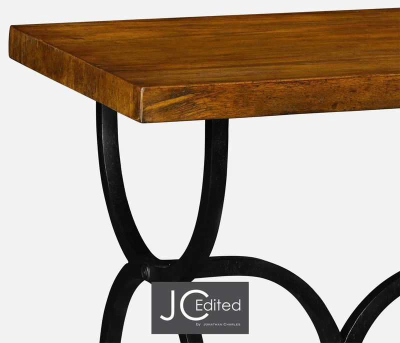 Console Table Rustic Circles in Country Walnut