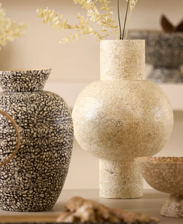 Vase deco 30x45 cm GIRONA bamboo cream
