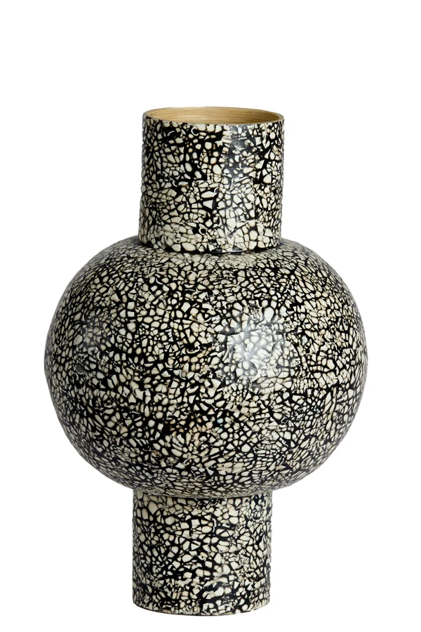 Vase deco 30x45 cm GIRONA bamboo black-cream