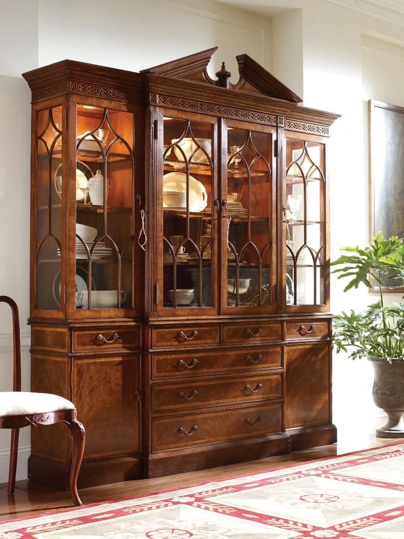 George II Triple Mahogany Display Cabinet with Drawers