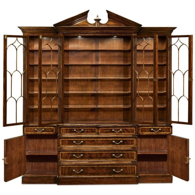 George II Triple Mahogany Display Cabinet with Drawers