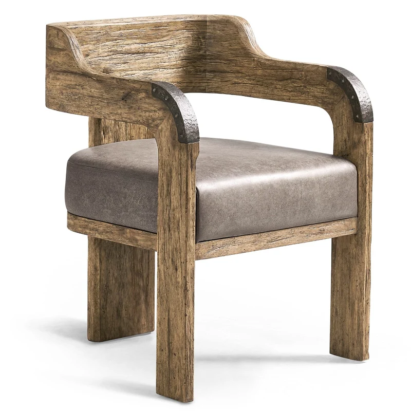 Stone Ridge Leather & Hide Arm Chair Light