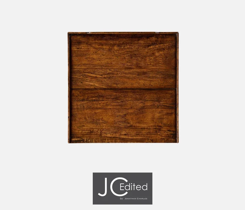 Square Lamp Table Rustic With Drawer in Country Walnut