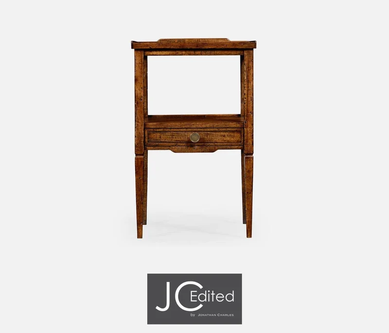 Square Lamp Table Rustic With Drawer in Country Walnut