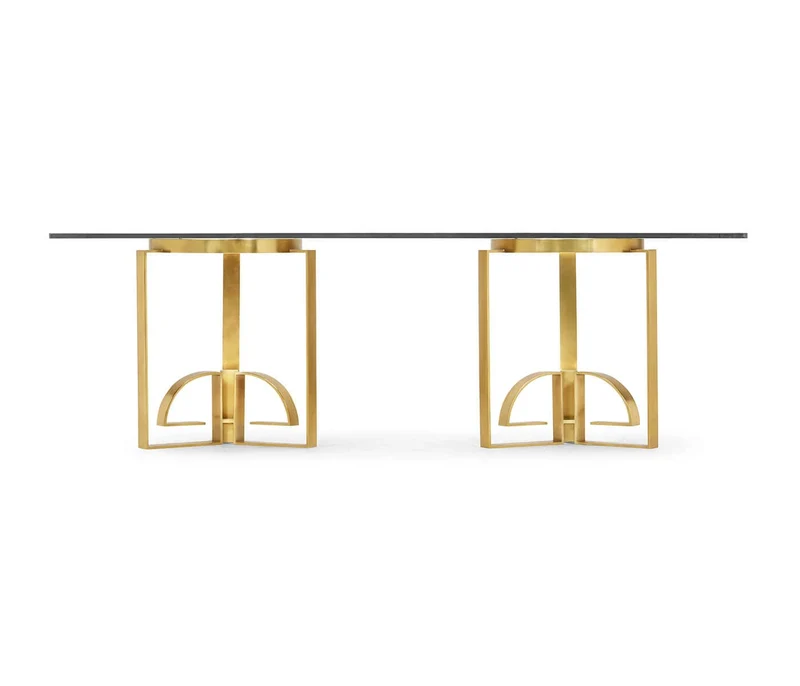 Chinoiserie Style Dining Table with Glass Top