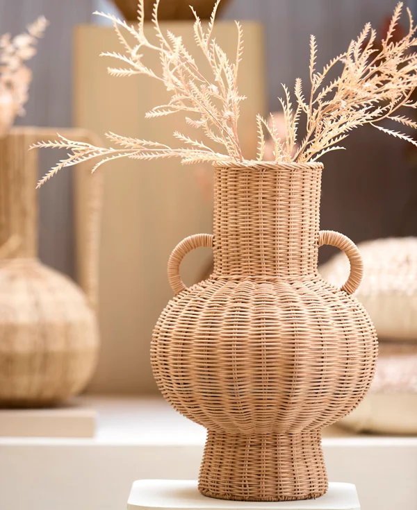Vase deco 30x43 cm NEIVO rattan brown