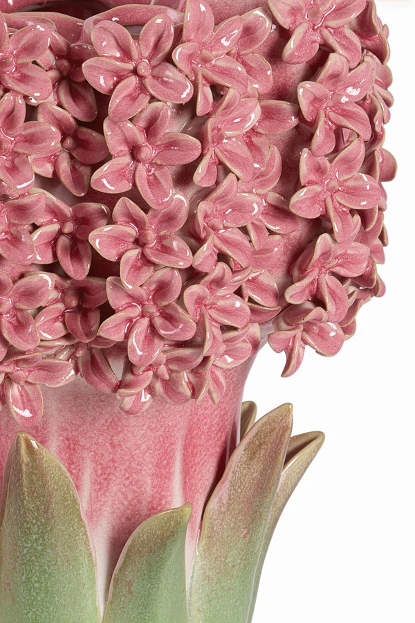 Vase deco 30x29x32,5 cm FLOWER ceramics pink+green
