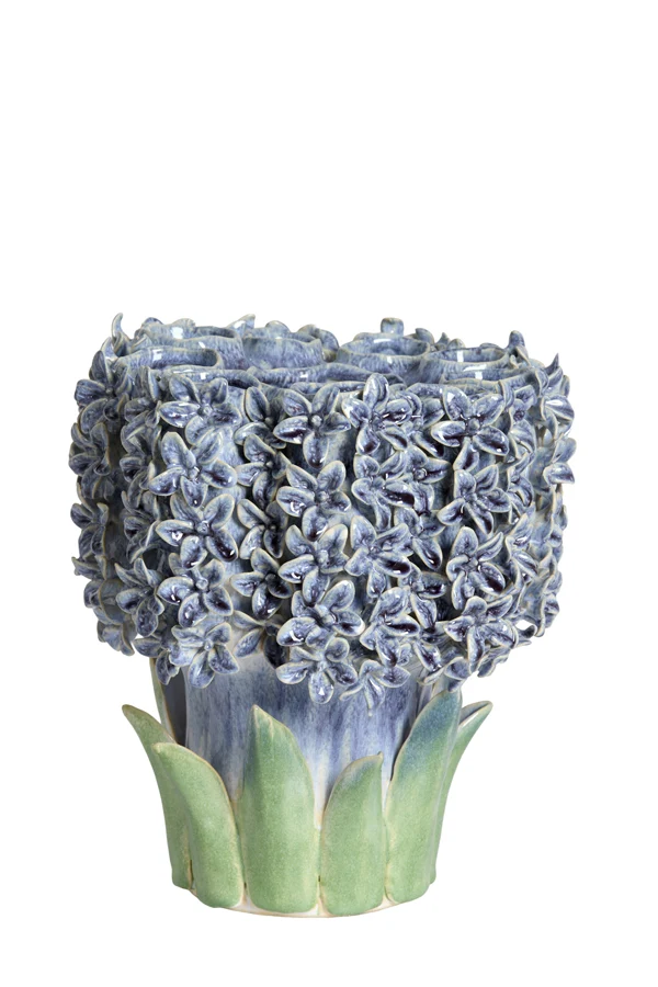 Vase deco 30x29x32,5 cm FLOWER ceramics blue+green