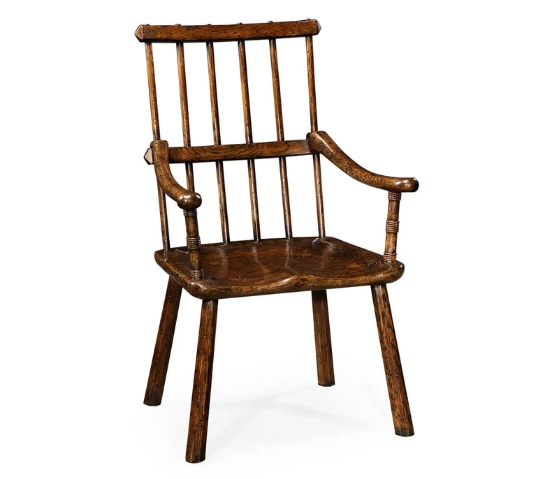 Forest Rustic Tudor Oak Dining Armchair