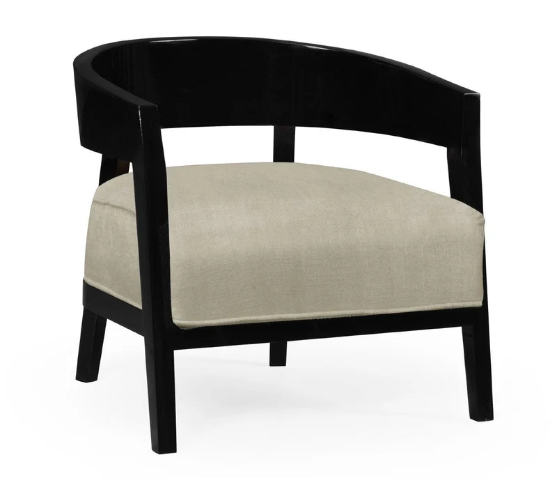 Smoky Black Tub Chair with Back Pillow