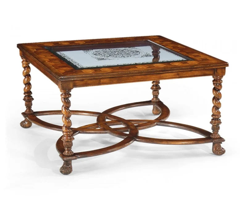 Small Square Coffee Table Oyster - Eglomise Top
