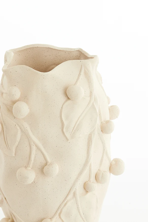 Vase deco 30x28x45 cm CHERRY ceramics matt cream