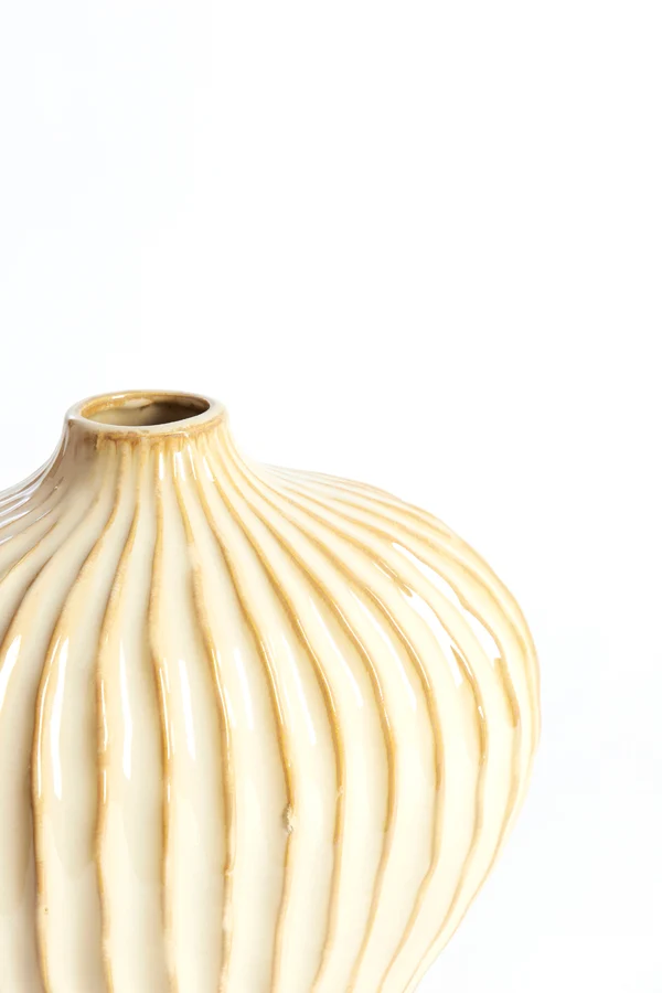 Vase deco 30x16x25 cm LORITO ceramics sand-beige