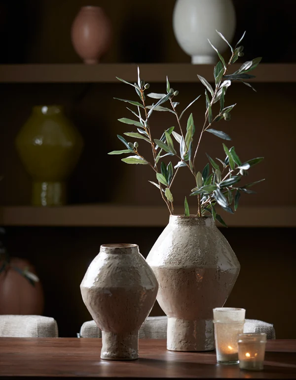 Vase deco 29x41 cm VASORA ceramics shiny taupe