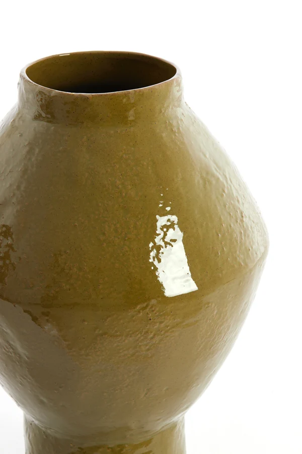 Vase deco 29x41 cm VASORA ceramics shiny olive green