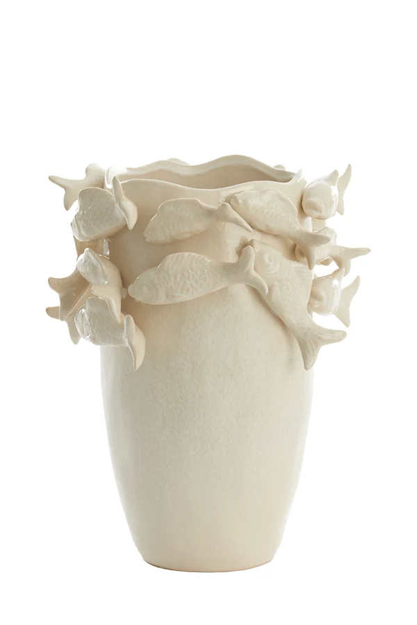 Vase deco 29x28x36,5 cm FISH ceramics cream