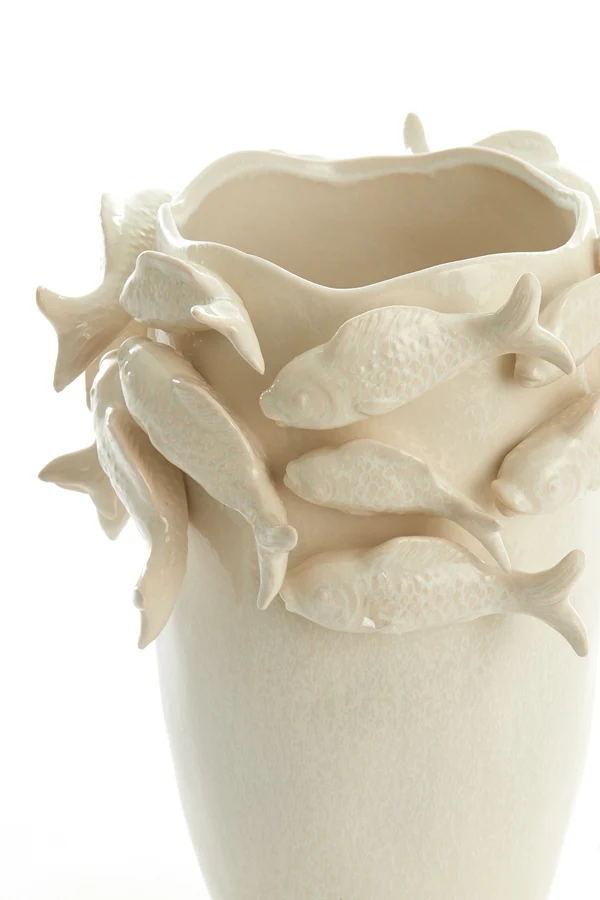 Vase deco 29x28x36,5 cm FISH ceramics cream