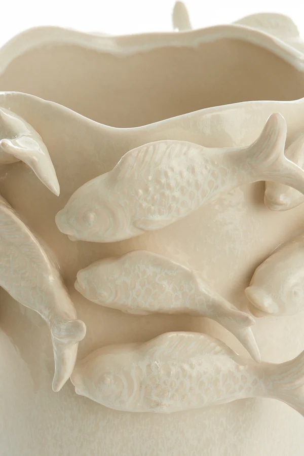 Vase deco 29x28x36,5 cm FISH ceramics cream