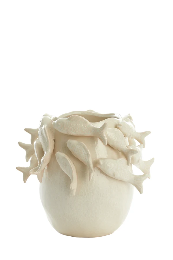 Vase deco 29x28,5x27 cm FISH ceramics cream