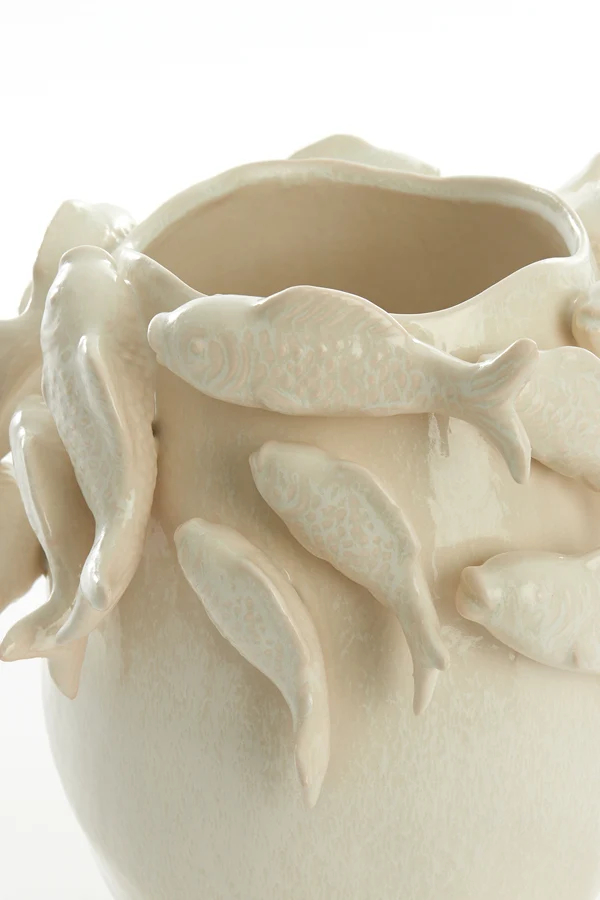 Vase deco 29x28,5x27 cm FISH ceramics cream