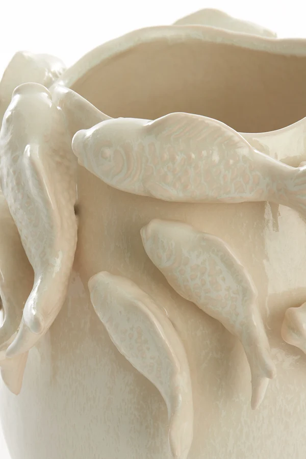 Vase deco 29x28,5x27 cm FISH ceramics cream