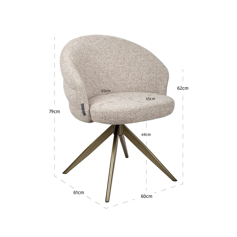 Dining chair Zendaya cayenne brown swivel fire retardant