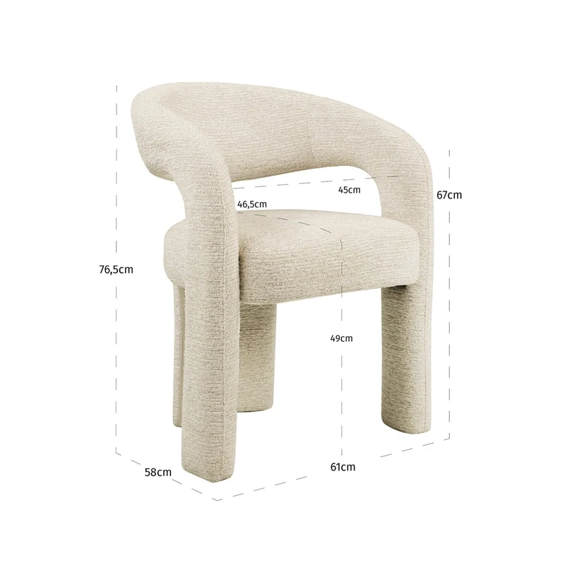 Dining chair Soho natural linear fire retardant