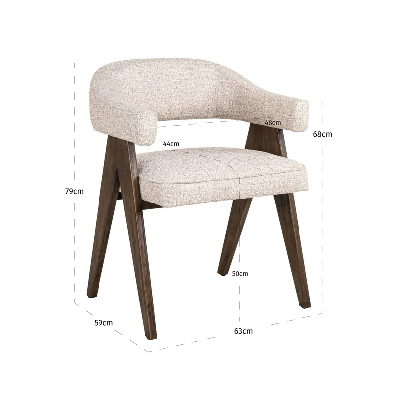 Dining chair Mori cream tweed fire retardant